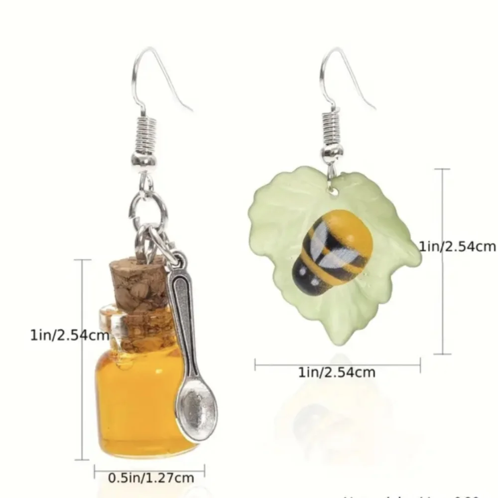 Earrings--Bee & Honey Asymmetrical Danglies
